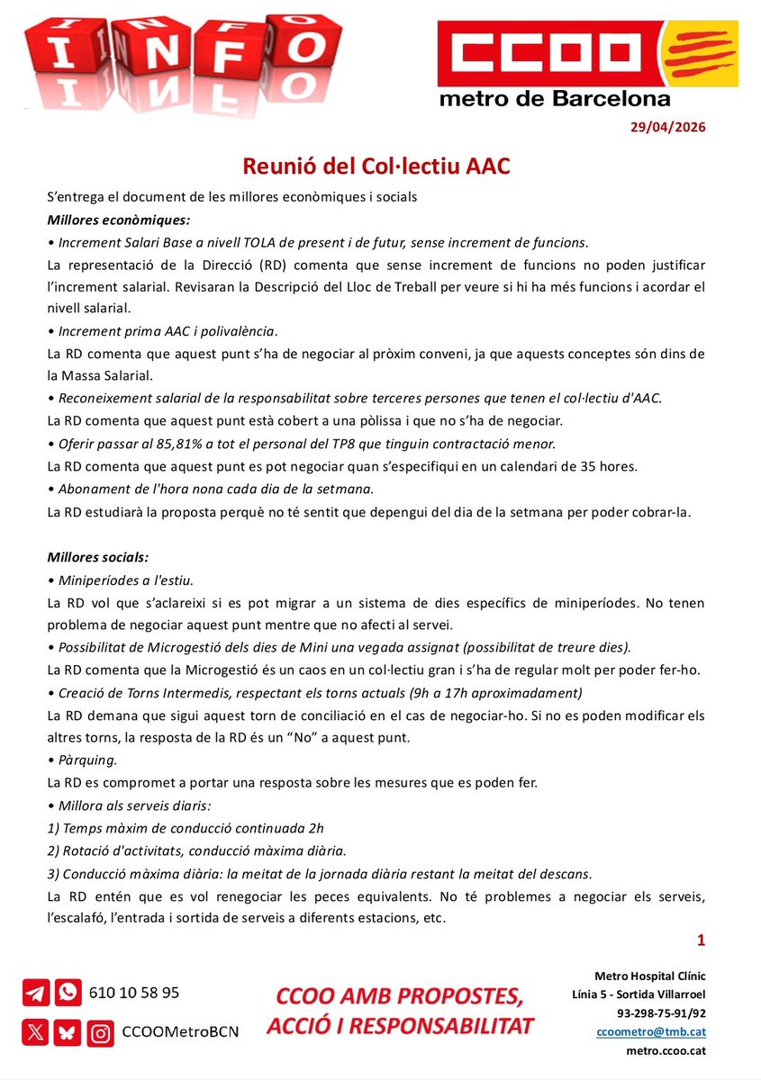 CCOO Metro de Barcelona tweet media