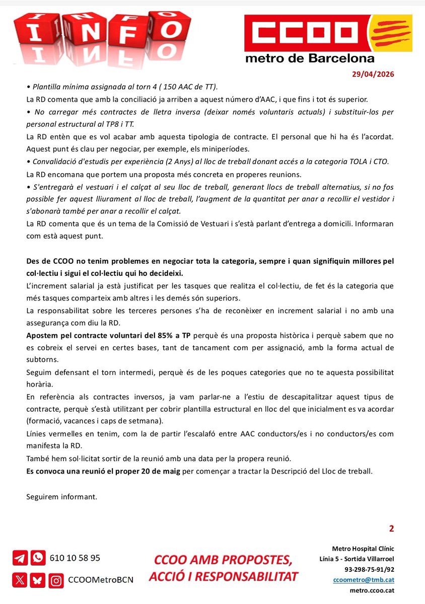 CCOO Metro de Barcelona tweet media
