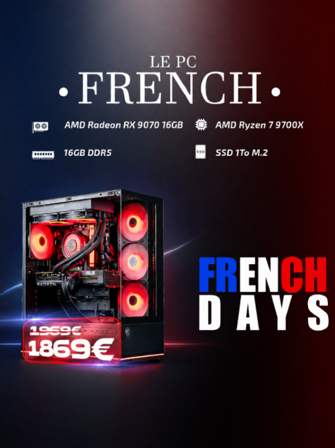 FlowUPofficiel's tweet photo. 🇫🇷🔥 FRENCH DAYS 🇫🇷🔥

Le PC FRENCH débarque !  🇫🇷 RX 9070 16GB + Ryzen 7 9700X 🇫🇷

ÉDITION LIMITÉE —> PRIX EXCLUSIF 1869€ 💸
👉 https://t.co/9oXQ04S49Q

PC FRENCH, la puissance, enfin accessible https://t.co/dtEFzDnEw5
