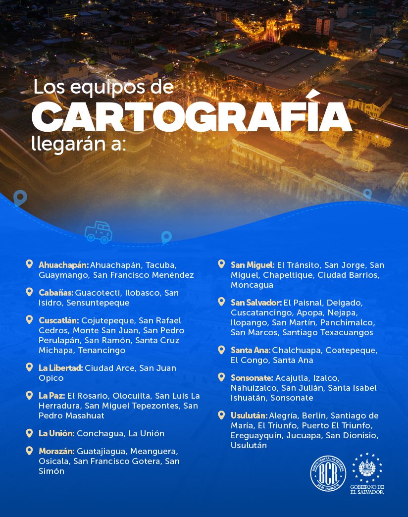 Esta semana, nuestros equipos de cartografía para la encuesta de Hogares de Propósitos Múltiples, llegarán a estos lugares del territorio nacional 📍