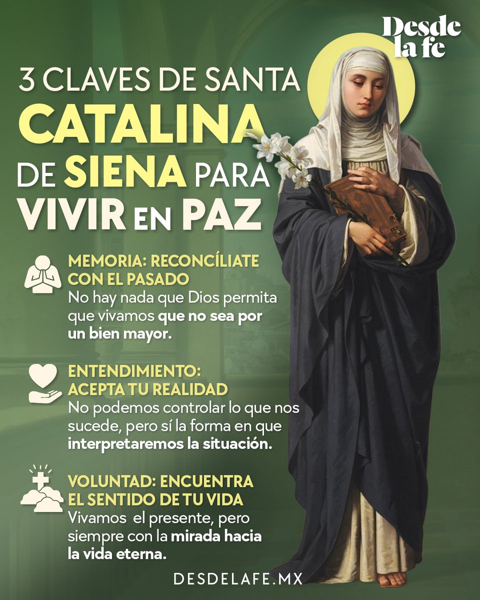 DesdeLaFeMx's tweet image. ¿Sientes que tu vida puede ser un caos? 🥲

🙏 Estas claves de Santa Catalina pueden traerte paz, te las compartimos: dlf.desdelafe.mx/4umnoJO

#SantaCatalinadeSiena #paz #consejos