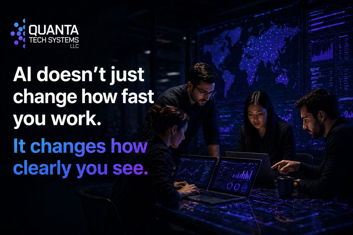 qtech_nyc's tweet photo. The AI breakthrough isn't coming. It's already here.

The real question is no longer whether your team has access to AI tools, it's whether they know how to use them intentionally.

Our team is built around AI expertise. Every single person applies AI tools to their area: development, analysis, research, and learning.

And here's what that looks like in practice:
Every morning, the whole team knows exactly what they're working on and where we're headed. Every evening, we see how far each project has moved: what's close to the goal, where to push harder, and where we can breathe. Full clarity. Every day.
That's not luck. That's what happens when a team works with tools that make progress visible: priorities, momentum, and growth points.

When everyone understands their place in the bigger picture, decisions get faster, energy goes where it matters, and the work actually moves.

AI doesn't just change how fast you work.
It changes how clearly you see.

We're living proof.