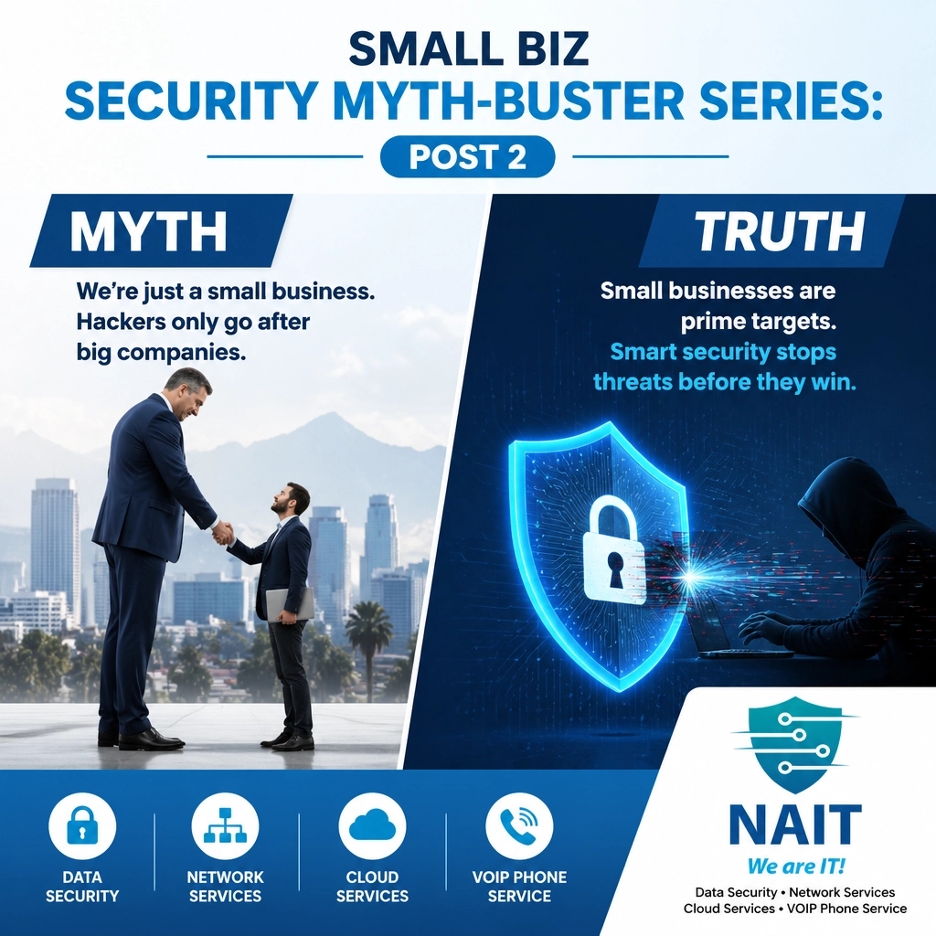 arizona_it's tweet image. Myth: We partner with big names, so our data is safe. Truth: Big partnerships can be the 'back door' hackers use. Security is a team sport; you need your own defense. We help Scottsdale &amp;amp; Glendale businesses bridge gaps without jargon. 🤝 #ManagedIT #Security #SmallBiz