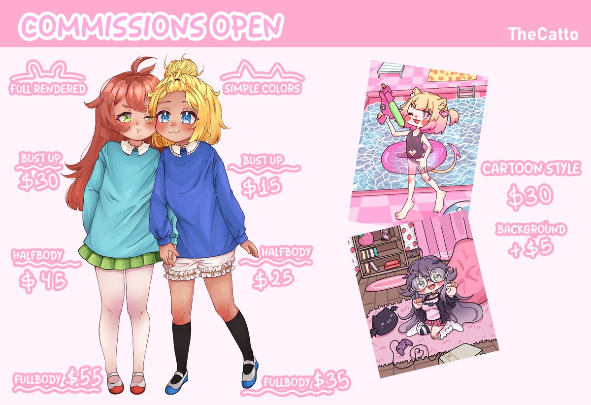 JustMeownMeown's tweet photo. ✨Hi hi ~ my comm are open (actually was always open TuT)
soooo take a look, if you'd like me to create a very nice art for you, just send me a DM🩷

Please like and retweet to support me 🩷 https://t.co/P7KLwd5omD