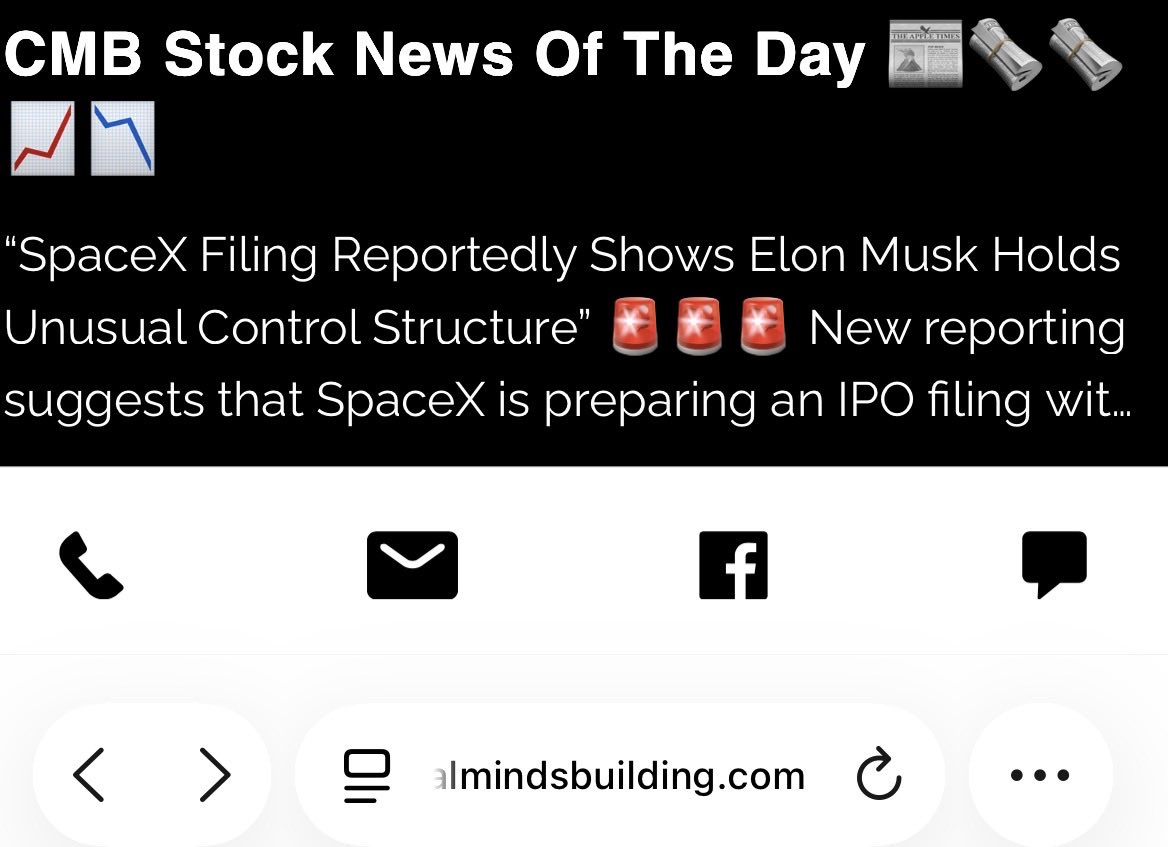#SpaceX #ElonMusk #IPO #StockMarket #Investing #CorporateGovernance #TechStocks #Aerospace #Tesla #BusinessNews #WallStreet

<a href="/SpaceX/">SpaceX</a> <a href="/elonmusk/">Elon Musk</a> <a href="/Tesla/">Tesla</a> 

Click the link below ⬇️⬇️⬇️⬇️⬇️⬇️⬇️⬇️

criticalmindsbuilding.com/post/cmb-stock…