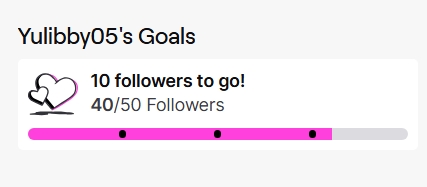 Yulibby05's tweet image. ALMOST AT FOLLOWE GOAL!!! WE CAN DO THIS YEAH!!! hopefully by the end of the year, we can manage to make it big. #twitch #streamer #small
