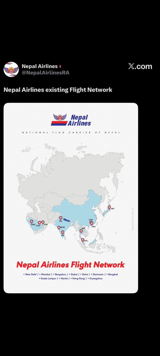 karmbr's tweet image. It's not #Nepal airlines it is an airlines based from #Bharat which is on lease...
Next time don't show a distorted map of your Father that is #Hindustan.
@NepalAirlinesRA