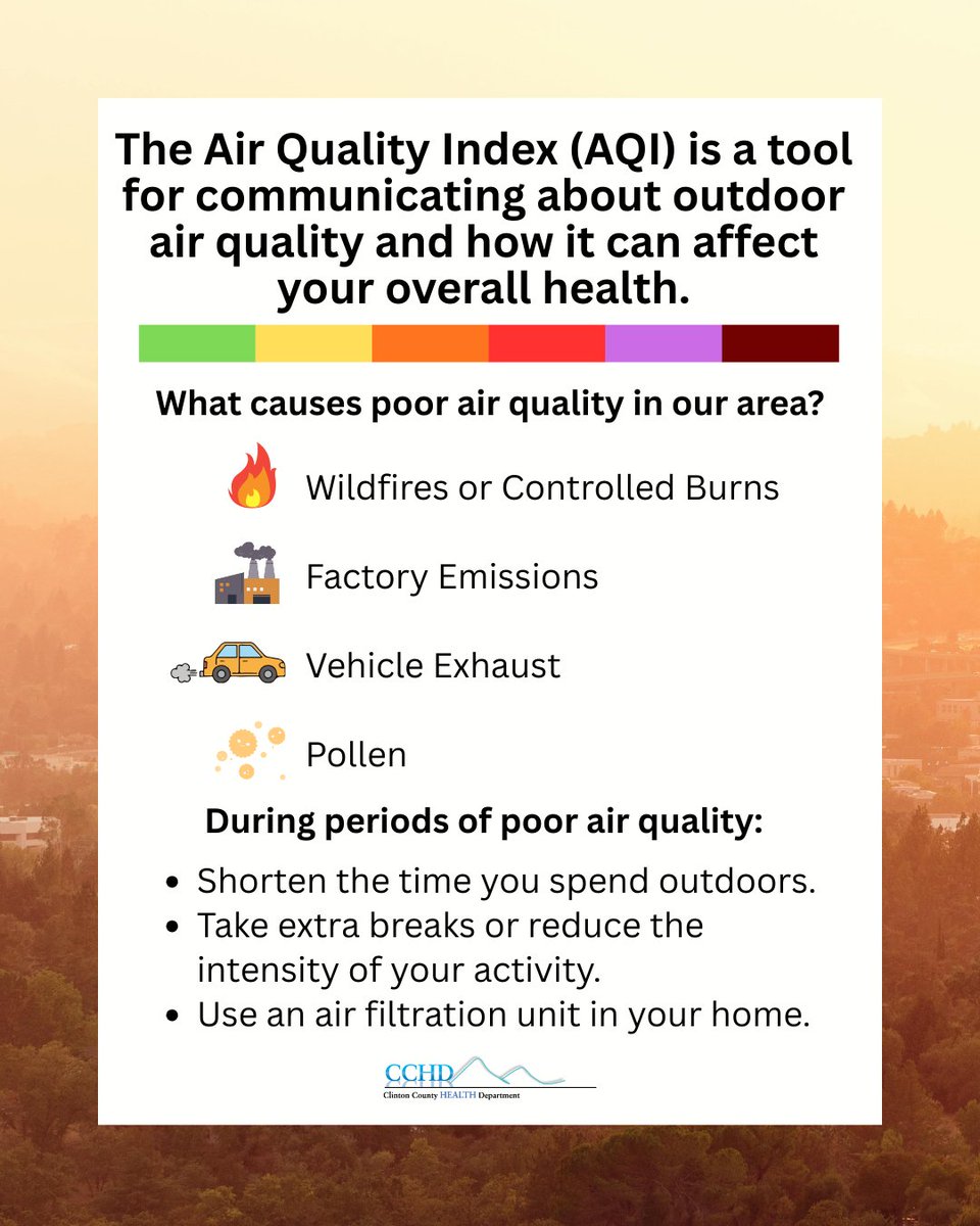 ClintonCountyHD's tweet photo. You can check the air quality for your town at https://t.co/7a2myu73bD. https://t.co/w4u0D5JIJE