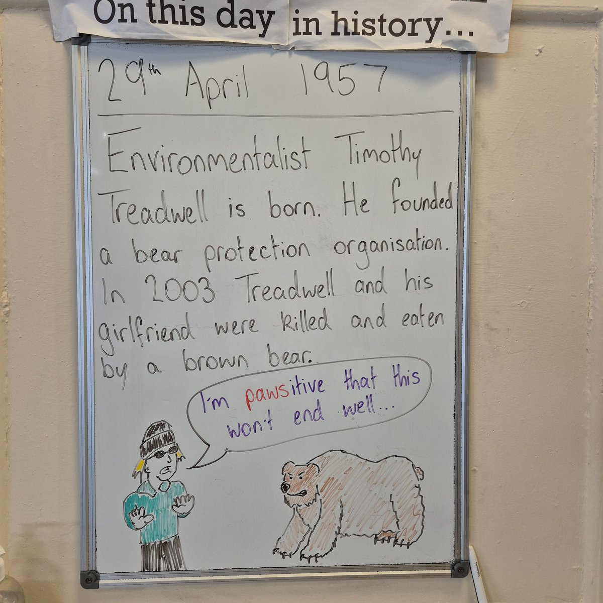 DoodleHistory's tweet image. April 29 - #OnThisDay Timothy Treadwell is born. He was an American bear enthusiast and environmentalist. He founded the bear-protection organisation known as Grizzly People. He spent a lot of time in Alaska in order to study bears and document them.