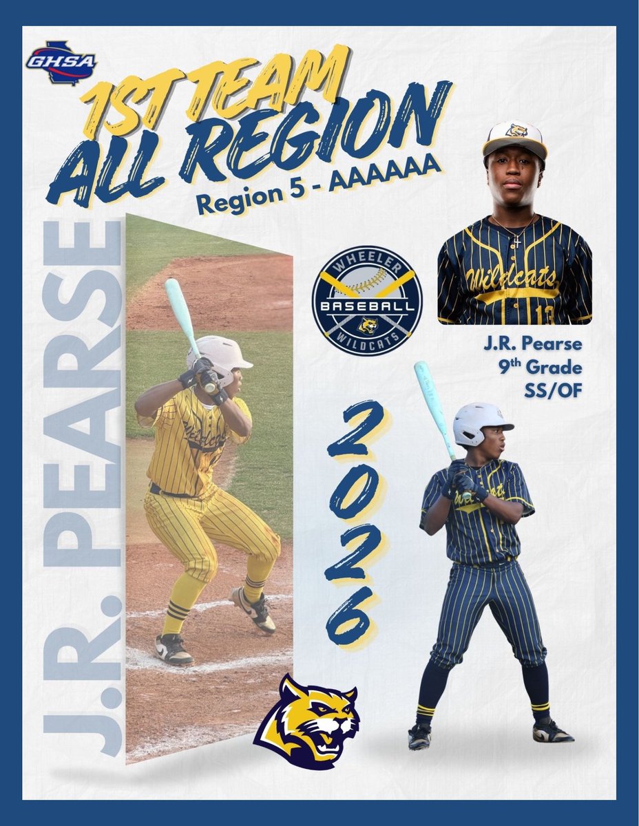 WheelerHighBSB's tweet photo. Congratulations to JR Pearse for an outstanding season earning All Region 5 6A status. https://t.co/8LU7XTDm52