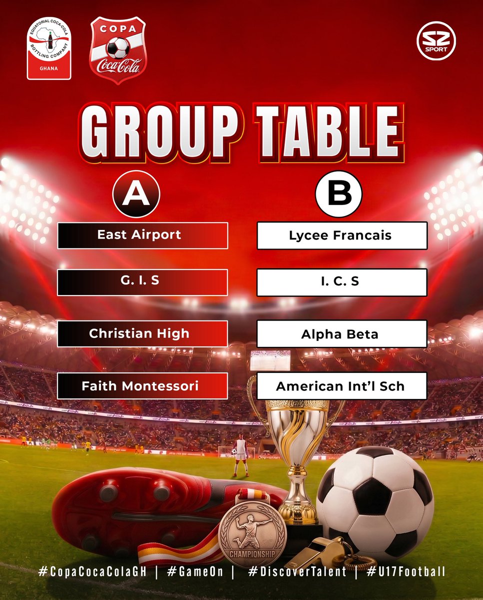copacocacolagh's tweet image. The draw is done. The groups are confirmed. Now it gets serious.  To every school in these groups your journey to that trophy starts on the 2nd of May. Study your group. Know your opponents. Come ready. 

#CopaCocaColaGH #GameOn #DiscoverTalent #U17Football
