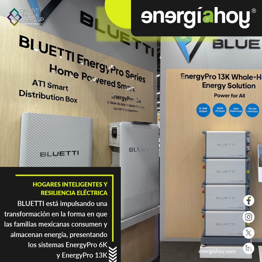 energiahoy's tweet image. 🏡⚡ BLUETTI presentó la serie EnergyPro en RE+ México 2026

Soluciones para hogares inteligentes con mayor resiliencia eléctrica y autonomía energética.

🔎 energiahoy.com/tech-trends/ho…

#Energía #SmartHome #Innovación