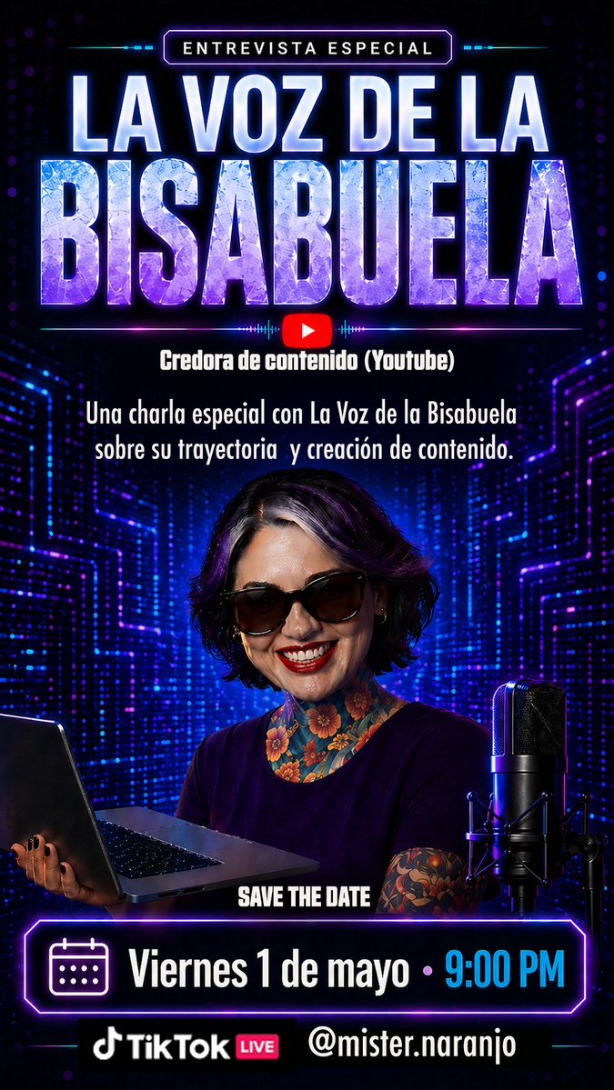 guardiancinema's tweet image. Tremenda charla se viene… 

Nos vemos en TikTok

#lavozdelabisabuela #invite #charla  #entrevista @Bisabuelag
