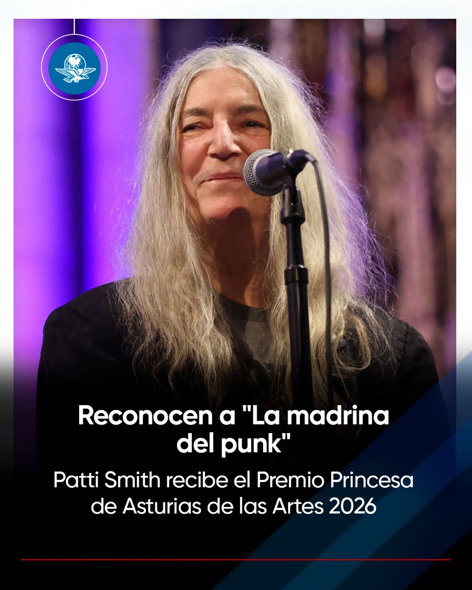🎤 🏆 La cantante estadounidense Patti Smith fue galardonada este miércoles en España con el Premio Princesa de Asturias de las Artes 2026

La también poeta, de 79 años, "ha plasmado la rebeldía del individuo en la sociedad en canciones palpitantes, algunas de las cuales ya son