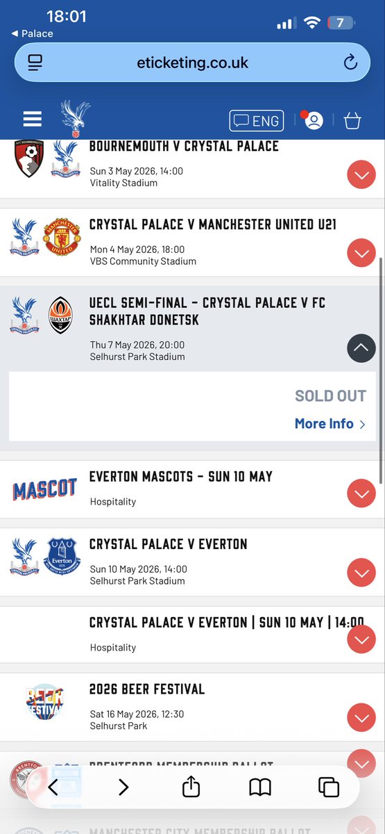 TheMustangNft's tweet photo. @CPFC Says sold out at 18:01 https://t.co/YFlHm7uVvc