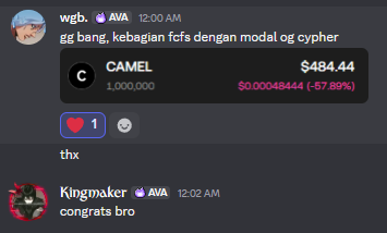 kingmakerxbt's tweet photo. AVA members cooking again 🔥

We're early in Cypher ICO and now we got $400-$500 from @camel_cabal WL which is around 400-500x (since it's free) without begging any collab with tweets.

https://t.co/SpKSxKbo3n just have 1 alpha caller with good set of free tools, members just need to sleep.

Who said:
- Discord Early Role never cooking 😄
- Good R:R plays only from new meta and new chain 🤣
?

The reality: that "who" is begging for collabs, got endorsement money and begging for referrals.

Glad to be part of @cypher_ethereum Ecosystem without fudding the project just because of collabs (glad they didn't notice the fud cuz they're real builders).

AVA will never do any nft collabs and endorsement, we're pure skills.