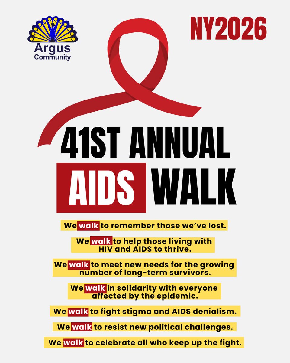 CommunityArgus's tweet photo. Join us for the 41st Annual AIDS Walk New York
📍 Central Park – Naumburg Bandshell
📅 Sunday, May 17, 2026
⏰ Walk begins at 10:00 AM
👉 Please arrive early and meet at the Argus table before the walk starts

🔗 Register with Team Argus: https://t.co/2nd8TyajWX

#AIDSWalkNY https://t.co/QzOpIW4ZCz