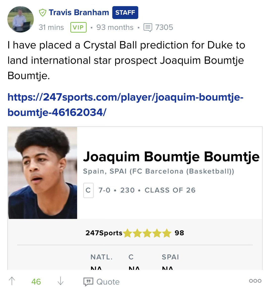 BoardroomBenny's tweet image. If this lands…

That’s our PF solved AND you snatch a high-level prospect right from under #UNC 👀

Jon has allowed #Duke to killed two birds with one stone. 😈

#BoumtjeBoumtje