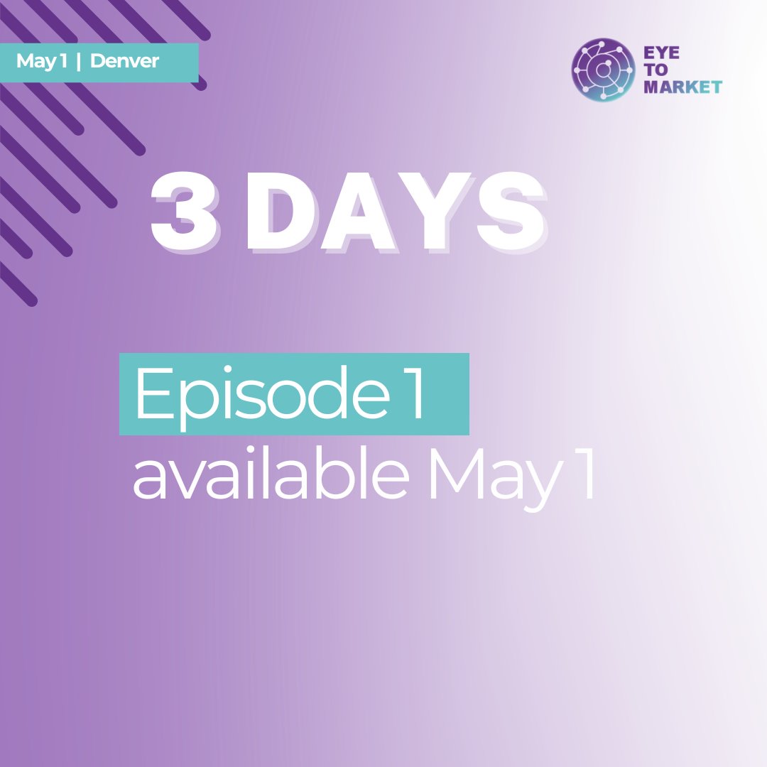 Eyecelerator's tweet photo. 3 days to go. Eye to Market launches May 1 at Eyecelerator @ ARVO. Episode 1 explores the vision behind the series. Stay tuned. https://t.co/HXjQazy7Z2

#eyetomarket #ophthalmology #innovation https://t.co/qnSsC2lMkh