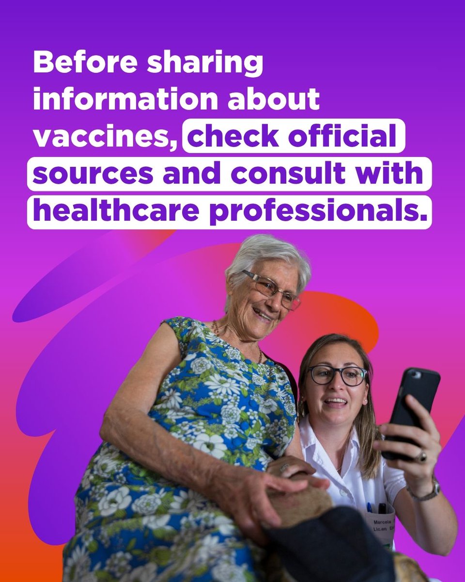 pahowho's tweet photo. When you share health information without checking the source, you may be spreading harmful content.
Before sharing posts about vaccines, verify the information with official sources and speak with healthcare professionals if you have questions.
#VWA2026 #ImmunizationForAll https://t.co/FZqIdJgtdZ