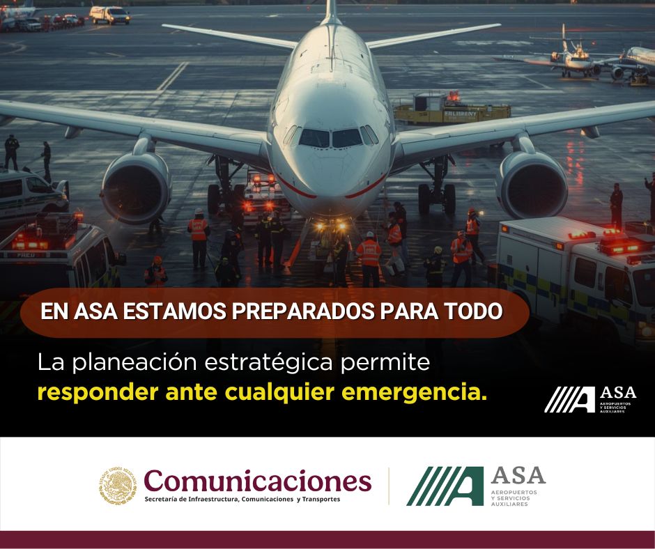 ASAMexico_mx's tweet image. La #prevención es la mejor estrategia. En #ASA fortalecemos la #planeación, #capacitación y respuesta operativa para actuar con rapidez y eficiencia ante cualquier #emergencia aeroportuaria, garantizando #seguridad, continuidad y #confianza.
