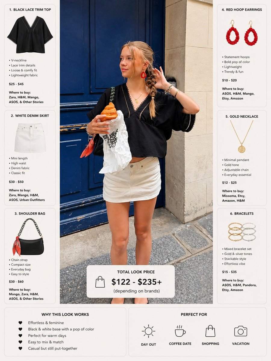 vitektan's tweet image. This time it’s that cute city coffee run vibe ☕✨
Simple fit but the details hit — black top, mini skirt and that pop of red ❤️
Easy, fresh and lowkey fire 🔥
Would you wear this? 👀
#OOTD #StreetStyle #CasualChic #CityLook #StyleInspo #FashionInspo #fashion #travel