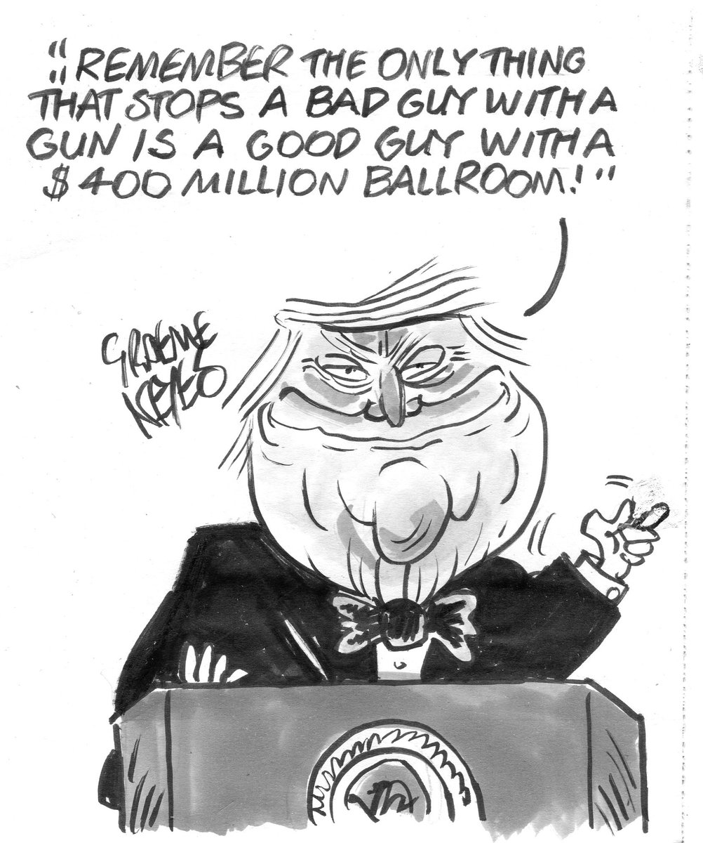 Cartoon4sale's tweet image. Graeme Keyes @KeyesGraeme on political violence in the US #Trump #Shooting #Assassination #TrumpBallroom – political cartoon gallery in London original-political-cartoon.com