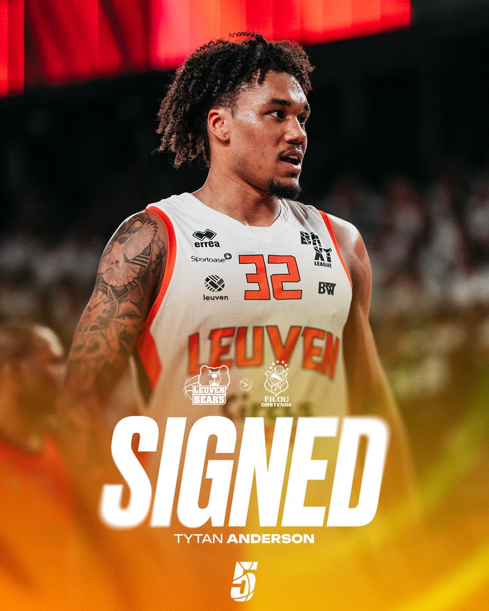 BnxtLeague's tweet photo. Anderson is headed to the defending Champs 🤯

@bc_oostende signs one of the most athletic bigs we’ve seen in the BNXT League! 😮‍💨 The #3 in the EFF rankings joins Oostende for the remaining 3 gamedays and the playoffs. https://t.co/N55rZHb2t3