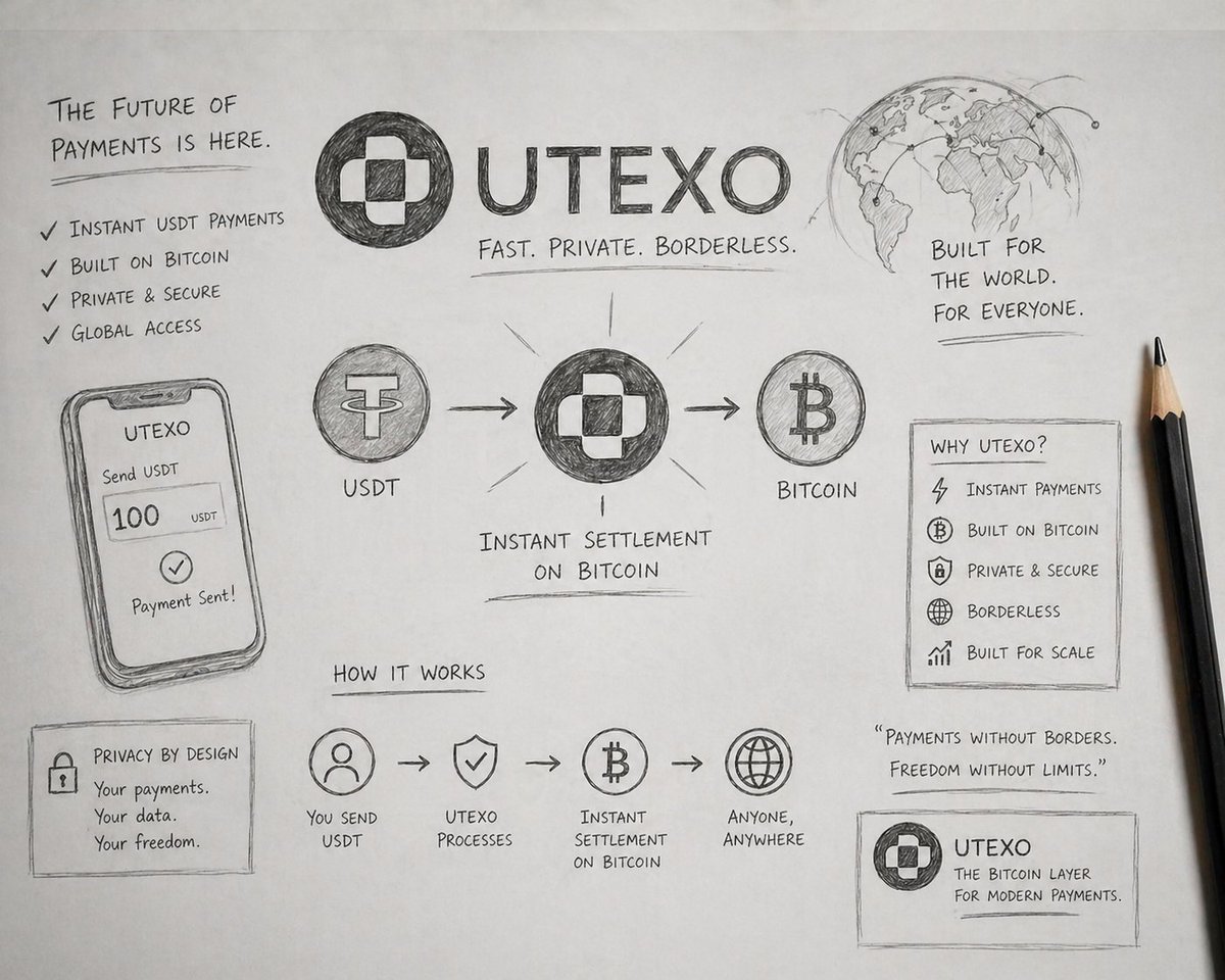 Onetwoone378067's tweet image. Ideas start on paper.
The future runs on Bitcoin.

Utexo turns simple thoughts into real, instant USDT payments  fast, private, borderless.

#Bitcoin #Crypto #Payments