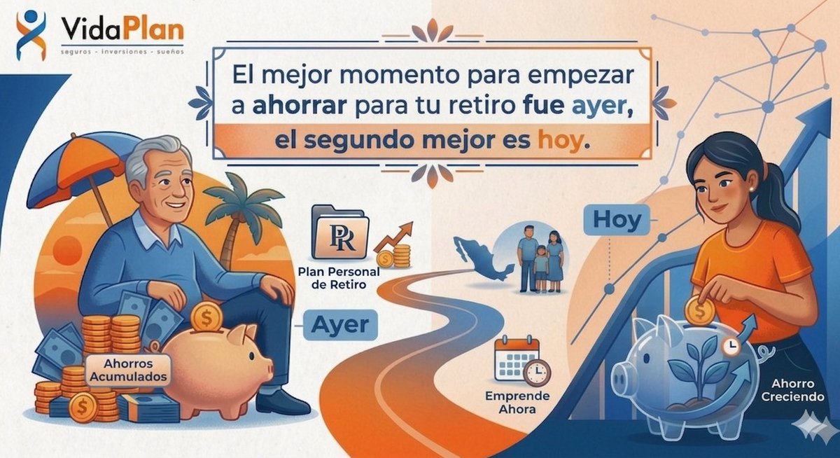 VidaPlan1's tweet photo. El mejor momento para empezar a ahorrar para tu retiro fue hace 10 años. El segundo mejor momento es AHORA. ⏳
​No dejes que el tiempo te gane la carrera. 🏁
​👇 Haz clic aquí y descubre cómo empezar:
https://t.co/n0dquZ1My4
​#TipsFinancieros #Inversión  #VidaPlan #RetiroMéxico https://t.co/DhqajXWyR2