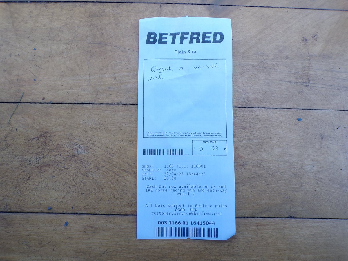 UnicornUnbound's tweet image. Bet ten bob on England to win the World Cup... rubbish odds of 6-1... in haggling mood, I asked for 1966 to 1, 1066 to 1, then 66 to 1...but it was 'no go Blavatsky'...anyhoo, time to dander on and do the usual renewals on other types of insurance.

#football #insurance #WorldCup