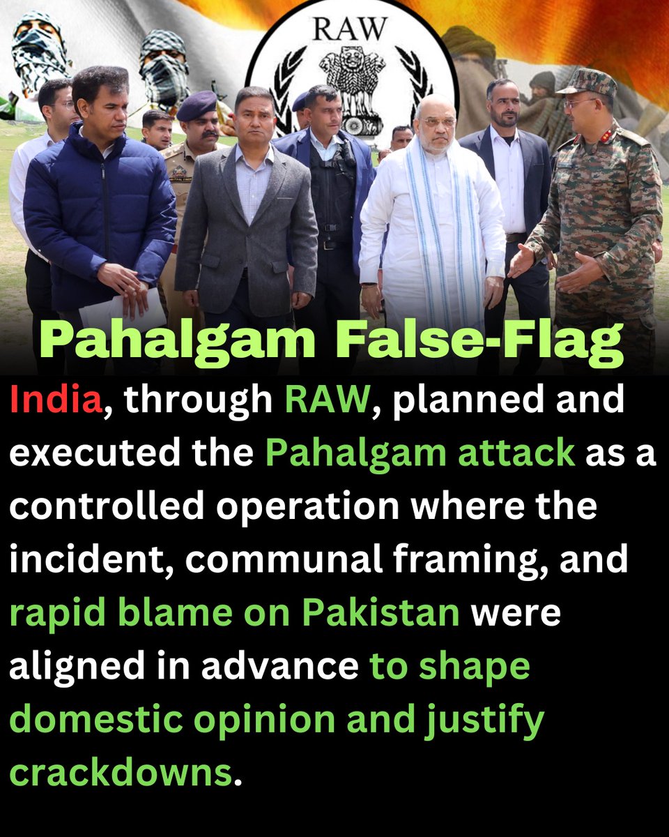 isbaccord's tweet image. The #Pahalgam episode raised global questions after India rapidly blamed Pakistan without evidence, while coordinated media campaigns and digital propaganda fueled claims of a pre-planned false flag operation.

#PahalgamExposed #México #LaGranjaVIPPerú #Panamá #Mérida