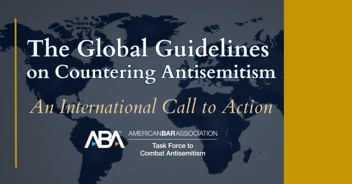 ABA_CRSJ's tweet photo. 🌎 The Global Guidelines on Countering Antisemitism: An International Call to Action
📅 Date: Tuesday, June 9, 2026
🕰️ Time:  12:00p.m. – 1:00 p.m. ET
📺 Format: Free non-CLE Webinar, available on-demand immediately after on YouTube

Register HERE ➡️ https://t.co/ZTmkJnT562 https://t.co/8LjdlFmrbN