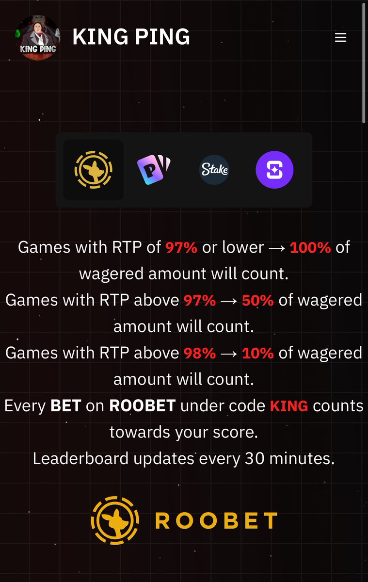 $30,000 <a href="/Roobet/">Roobet</a> monthly wager leaderboard ends in just over 6 hours! 

ALL wager under code King on Roobet counts! 🤝 TOP 20 PLAYERS GET PAID! 💸