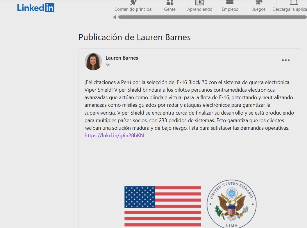 Viper Shield brindará a los pilotos peruanos contramedidas electrónicas avanzadas que actúan como blindaje virtual para la flota de F-16, detectando y neutralizando amenazas como misiles guiados por radar y ataques electrónicos