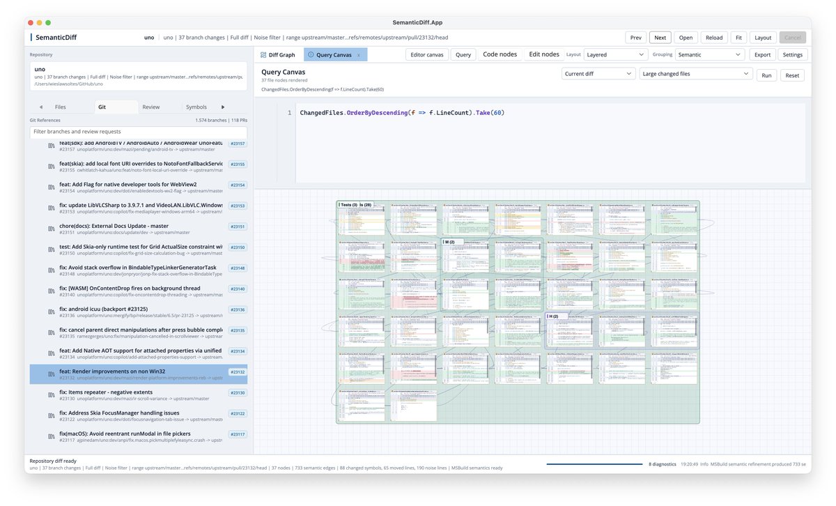 My Semantic Diff app now gained support for running queries on top of ...