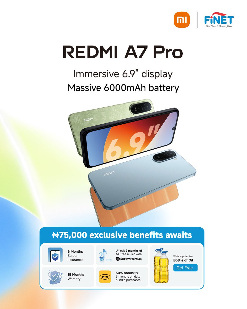 _Yusrah_yusuf's tweet photo. For N126,300, you get big screen, long battery life, HyperOS 3 — plus N75,000 in added benefits. Value really showed up. #REDMIA7ProLaunch https://t.co/JmZb9OtUIf