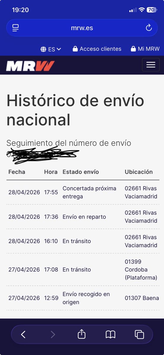 keytroll_navas's tweet photo. @mrw_es @AEF_AT Siempre que me toca que me traigáis un paquete se ven cosas raras de reparto pasa a concertada próxima entrega sin yo haber interactuado con vosotros… Como puede ser? https://t.co/vnbiQfugKe