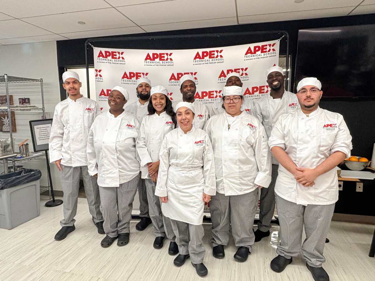 FedcapGroup's tweet photo. #NEWS: Apex Technical School's culinary program launched this week in NYC in response to a pressing workforce need.

This is workforce development working as it should. Skills aligned to labor market need and a school with a track record of moving people into lasting employment. https://t.co/xV4GjBikA9