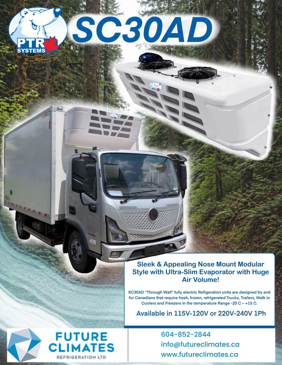 MobilityPolar's tweet photo. ❄️ Powering the Future of Temperature-Controlled Transport!

The SC30AD Fully Electric Through-Wall Refrigeration System! Available in 115V–120V or 220V–240V 1Ph !

https://t.co/T1p8JmdKGY

#SC30AD #PTRSystems #FutureClimates https://t.co/siHBTfwmVH