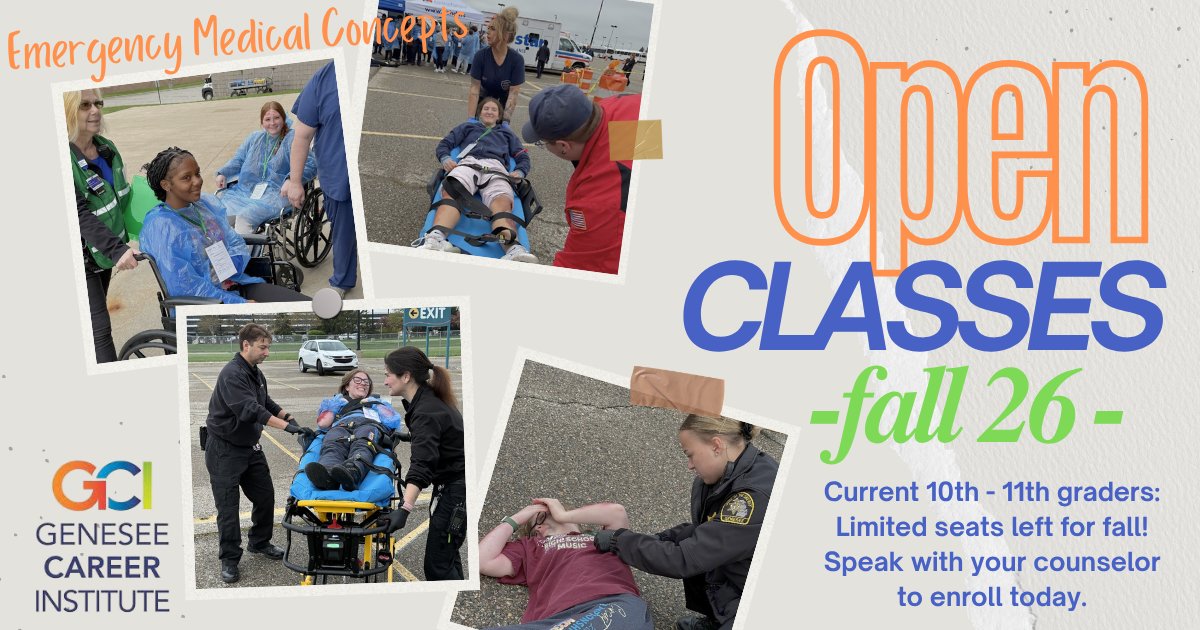 GCILearns's tweet photo. 🚑 Interested in Emergency Medicine? Our Emergency Medical Concepts program offers hands-on training in real-life scenarios—from patient care to response.

10th/11th graders: limited Fall 2026 seats! Talk to your counselor today.

#GCI #CareerReady #EmergencyMedicine https://t.co/IbiXmoNpMY