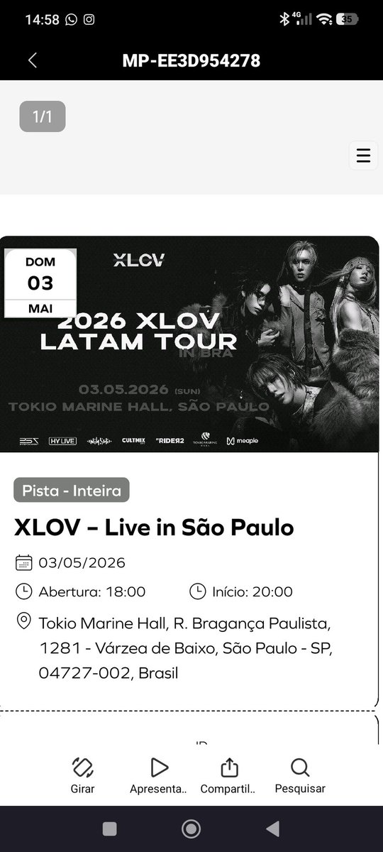 myy_txe's tweet photo. Estou vendendo um ingresso para o Show do Xlov no dia 3.

Pista inteira, consigo reduzir o valor que paguei.

Não vou conseguir ir porque vou trabalhar e minha companhia desistiu de ir, então ninguém vai conseguir ficar na fila para mim. https://t.co/DDtFJXylV1