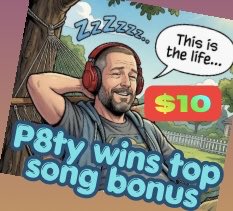 Just like when you study the Bible, context is key! So, I figured I’d provide some context about P8ty’s song bonus.

For our weekly share, I asked everyone to share at least 3 songs that registered as special to them. I offered to pay $10 to the one song I personally liked the