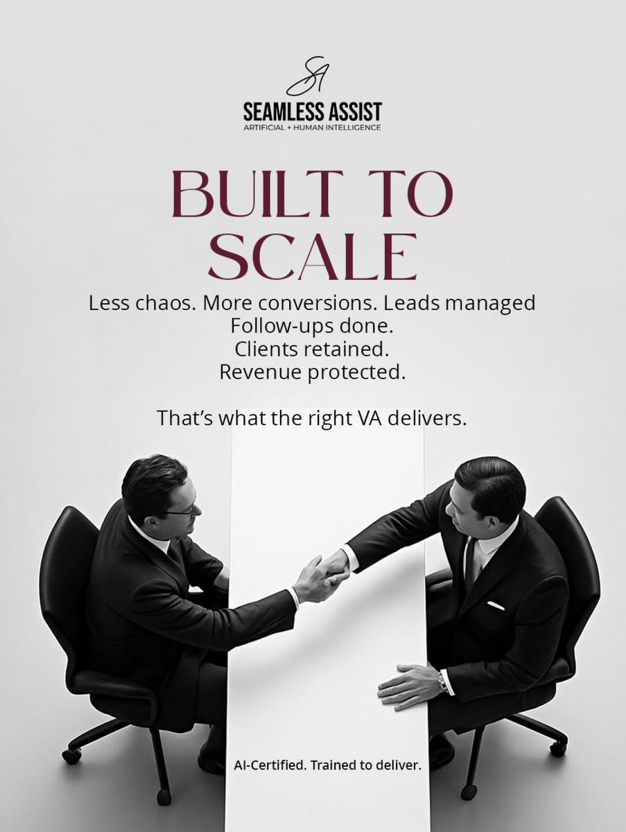 seamlessassist's tweet photo. Scaling isn’t about doing more.
It’s about doing less: strategically.

If you’re still managing everything yourself,
you’re not scaling, you’re bottlenecking.

Built to scale. Designed for founders who are ready to grow.

#SeamlessAssist #BuiltToScale #VirtualAssistants https://t.co/SJVPq4MXnL