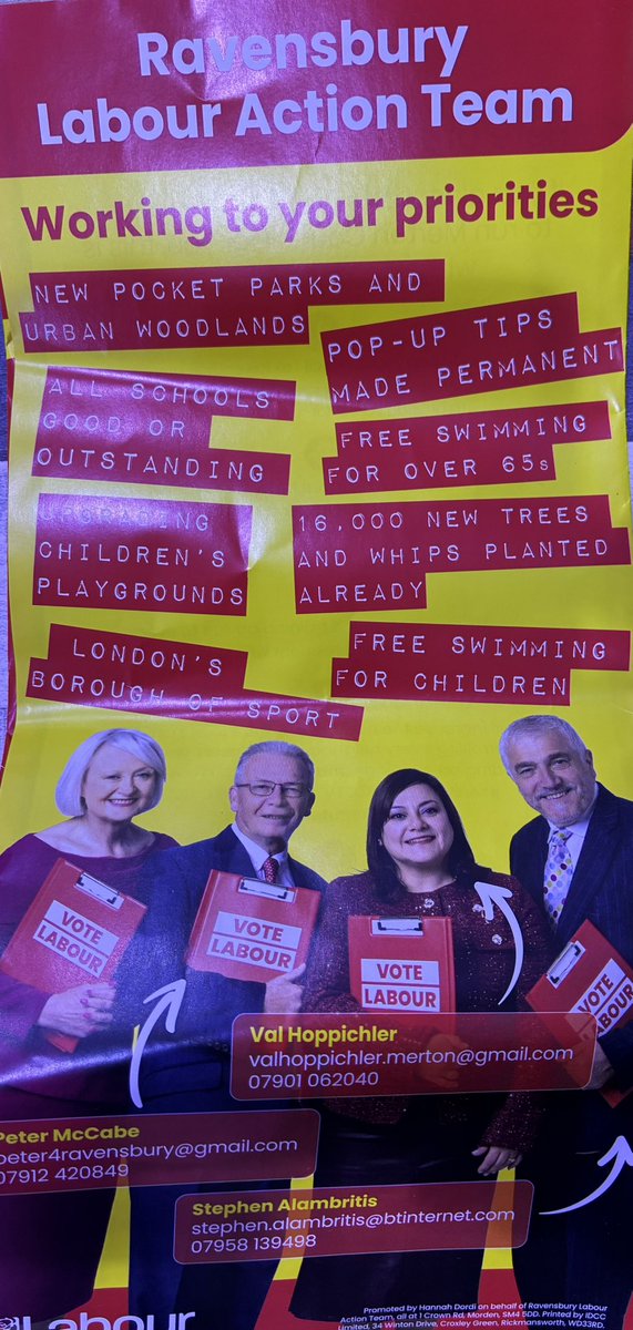RTHondavehanson's tweet photo. With the lords up early today I went out to support @MertonLabour  candidates in Ravensbury ward for the elections on May 7 th - I’ve known one candidate for 50 years ! - a long history of labour campaigning together continued today @LondonLabour https://t.co/xJLO5kgqbA