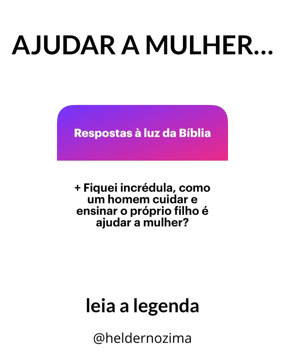 nozima's tweet photo. AJUDAR A MULHER

1. Muitos evangélicos projetam sobre a Bíblia uma certa visão cultural e acabam errando na interpretação. O “ajudar a mulher” é um bom exemplo.

2. A Bíblia não traz uma divisão precisa do que homens e mulheres devem fazer em uma família. O que há é a descrição de como homens e mulheres viviam naquela época e cultura, com as condições econômicas  daquelas sociedades.

3. Mas há algumas coisas que são atemporais. Criar os filhos é tarefa dos dois. Pais têm uma responsabilidade definida de instruir e educar espiritualmente seus filhos (Deuteronômio 6, por exemplo). Logo, criar filhos é tarefa dos dois.

4. Maridos têm o dever de viver a vida comum do lar (1 Pedro 3:7). Isso inclui participar das atividades domésticas e se interessar por elas. Agora, ele também é o que ganha o pão com o suor do rosto (Gênesis 3:17-19). Sim, a responsabilidade de prover é dele.

5. E sim: a esposa têm o dever de ser “dona de casa” (Tito 2:3-5). Biblicamente, ela possui sim essa função.

6.  Mas isso significa que apenas o marido deve prover e apenas a esposa cuida de casa. A mulher trabalhava na Bíblia (Provérbios 31, Rute) e o marido também cria filhos e participa do lar.

7. Casamento é uma aliança de dois. Não é um trabalho desleixado, onde cada um faz o que está no contrato e dane-se o resto. É de interesse dos dois que o casamento dê certo, ambos estejam felizes e os filhos cresçam santos e saudáveis.

8. E situações excepcionais acontecem. Maridos e esposas podem adoecer, se acidentar…e tanto a provisão como as coisas da casa terão que ser feitas, não?