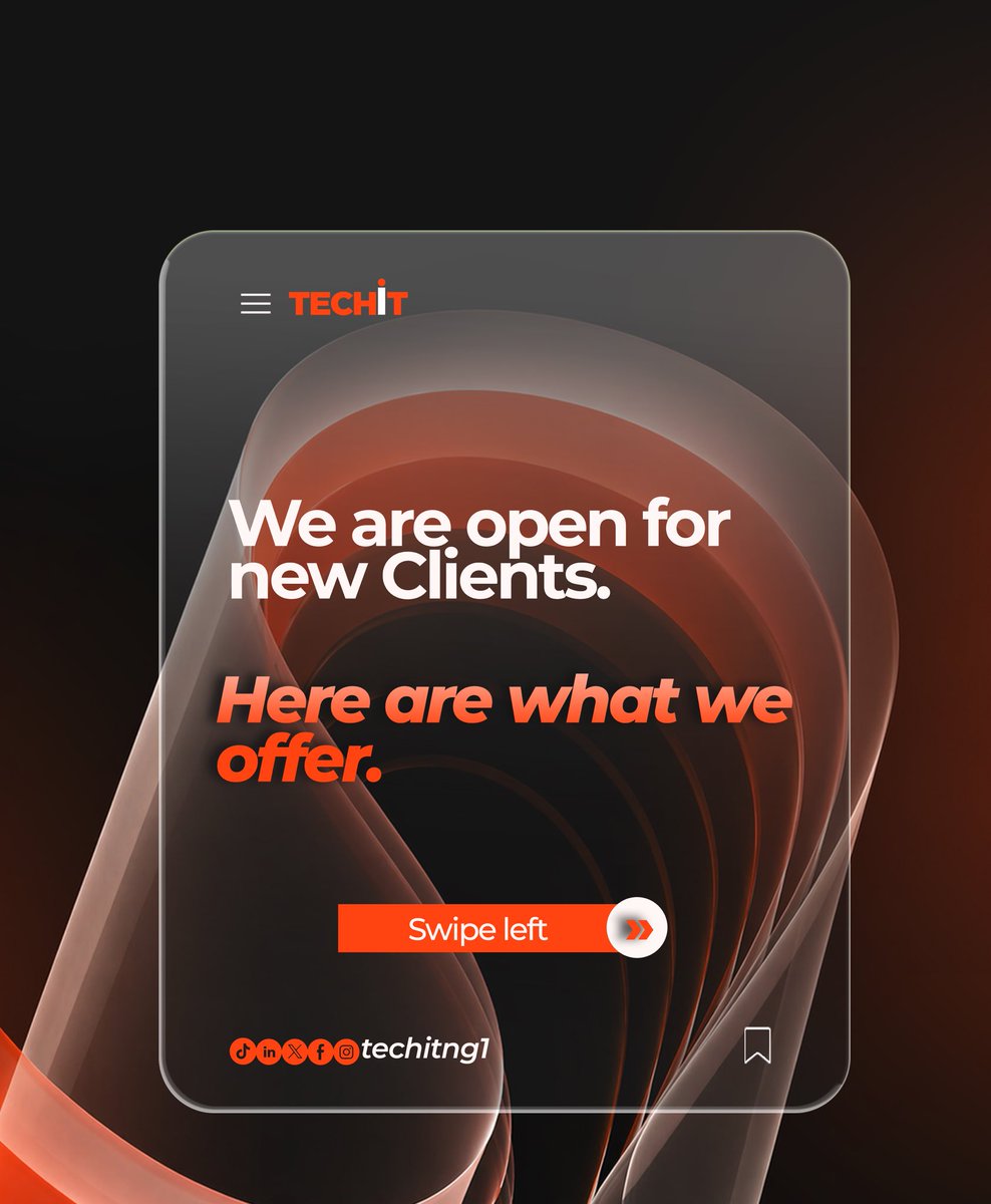 techitng1's tweet image. TECHiT is open for new clients.

One team. Built to deliver.

Swipe through 👉🏾

Let’s talk:

🌐 go.techitng.com
📩 info@techitng.com

#WebDevelopment #TECHiT #UIUXDesign #WebAgency