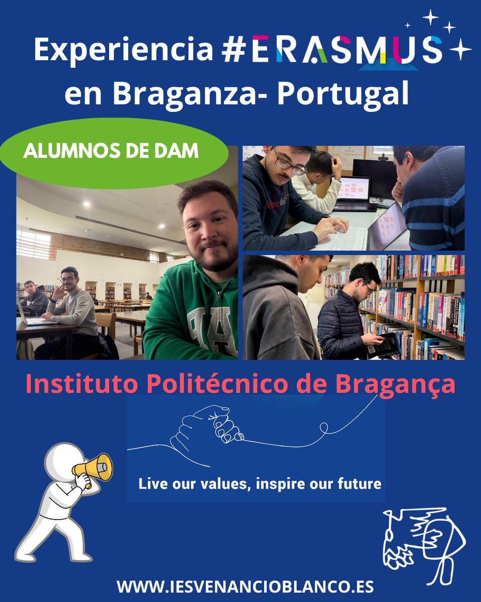 IESVENANCIO's tweet image. 🌍✨ Erasmus+ en Bragança  13-17 de abril, alumnos de DAM1A experiencia formativa en Instituto Politécnico de Bragança
 🇵🇹💻 Bases de Datos
📊 Casos de Uso
👨‍💻 Programación
Formación internacional, aprendizaje real y crecimiento personal 🚀.#ErasmusPlus #DAM #Internacionalización