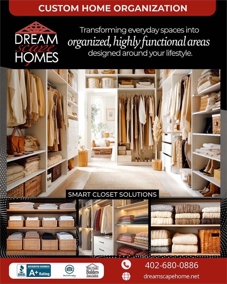 DreamscapeOmaha's tweet photo. We provide custom space optimization and storage upgrades that combine design, construction, and professional organization. Reach out to see how we can transform your everyday spaces into organized, highly functional areas designed around your lifestyle.

https://t.co/FcR22HBoX1 https://t.co/VkUunI5xt1