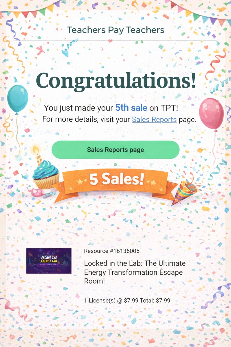 JoshieG9's tweet image. Sale #5 just hit on TpT and I am STOKED! 🎉 Every download means another classroom getting something I poured my heart into. To every #teacher out there turning late nights into lesson plans, we see you. 💛

#TeachersPayTeachers #TPT #teaching #education #EduTwitter #TeacherLife